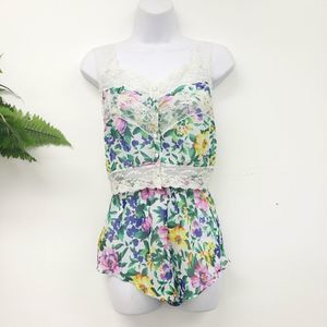 Vintage Victoria's Secret Gold Label Floral Cami and Shorts PJ Set Size …